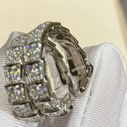 [baslovejewels]SERPENTI DOUBLE RING SILVER DIAMOND PAVED