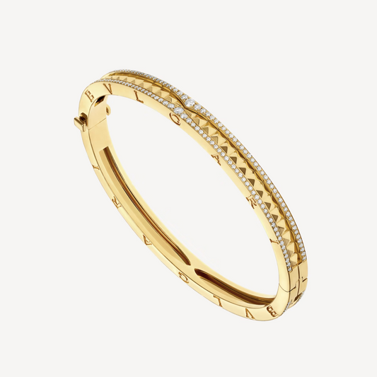[baslovejewels]ZERO 1 SPIRAL AND PAVED DIAMOND GOLD BRACELET