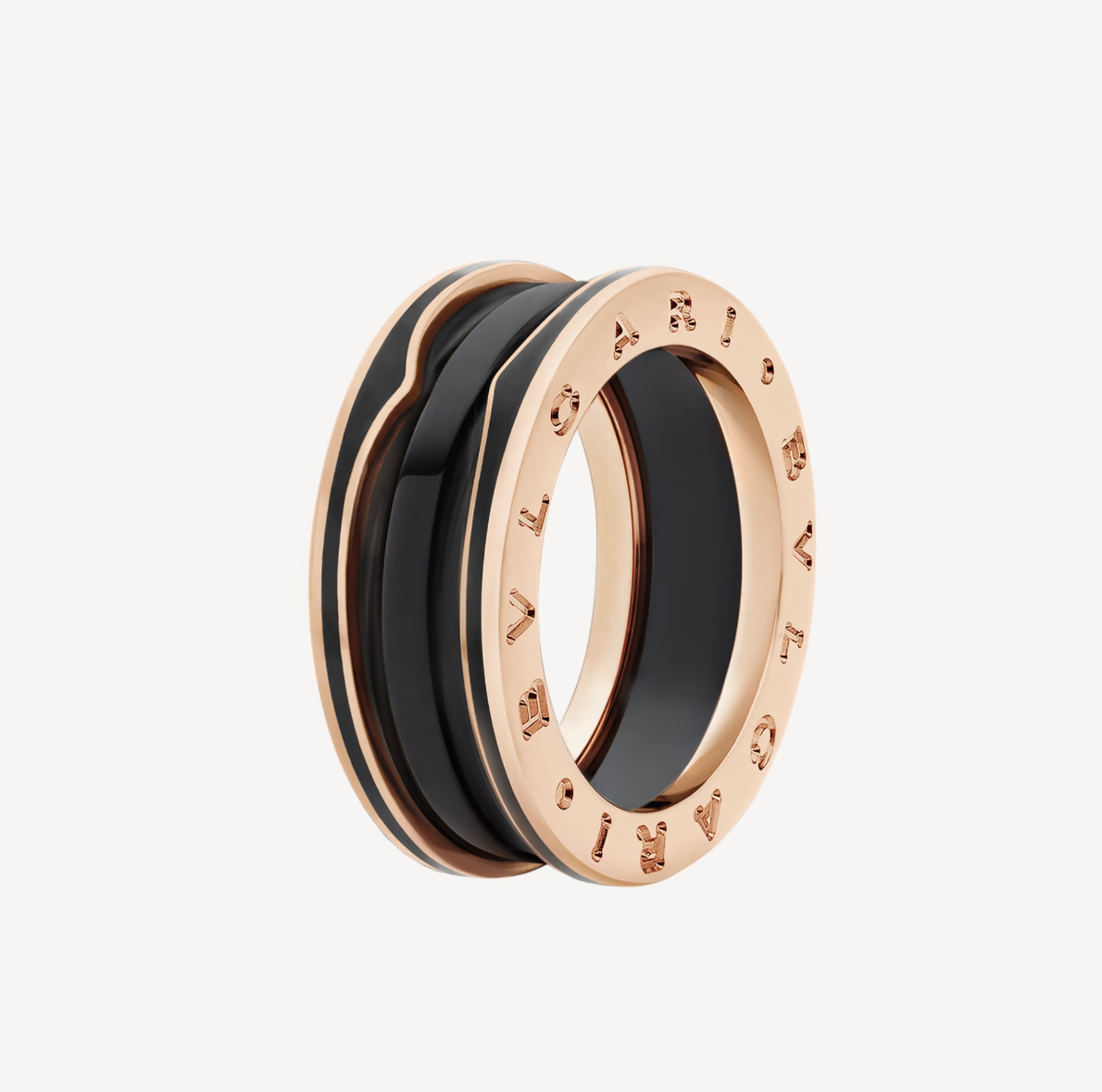 [baslovejewels]ZERO 1 TWO-BAND WITH MATTE BLACK CERAMIC PINK GOLD RING