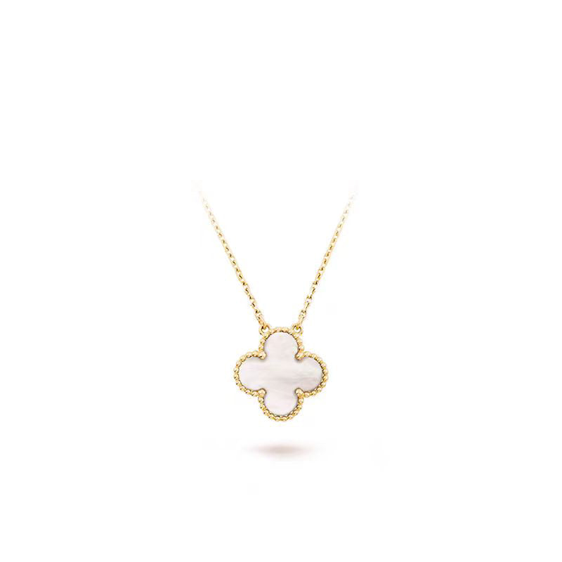 [basloveJW]CLOVER MEDIUM SILVER WHITE MOP NECKLACE