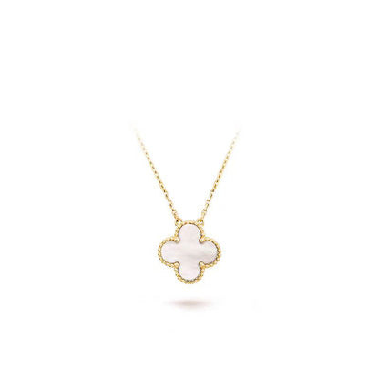 [basloveJW]CLOVER MEDIUM SILVER WHITE MOP NECKLACE