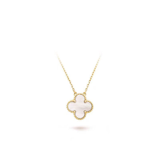 [basloveJW]CLOVER MEDIUM SILVER WHITE MOP NECKLACE