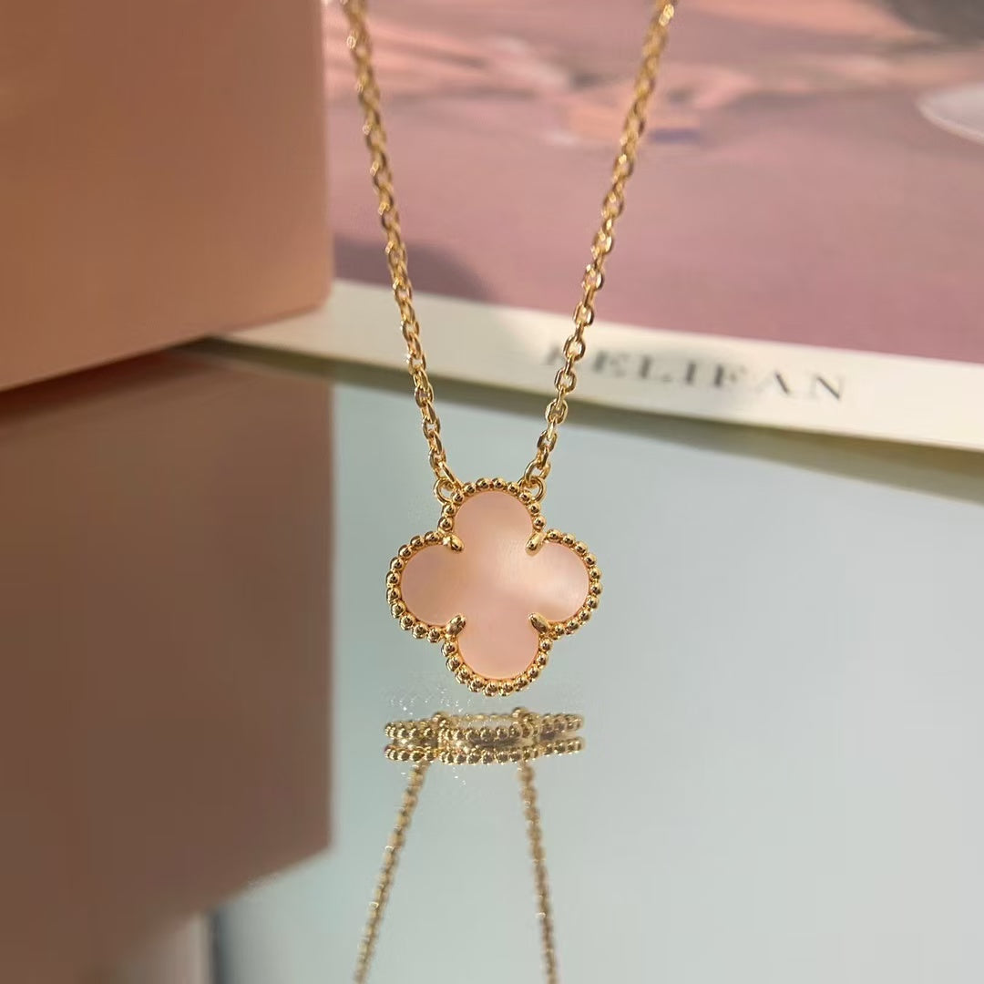 [basloveJW]CLOVER 15MM PINK MOTHER-OF-PEARL NECKLACE