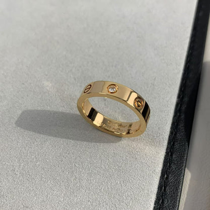 [baslovejewels]LOVE RING 4MM 1 DIAMOND PINK GOLD