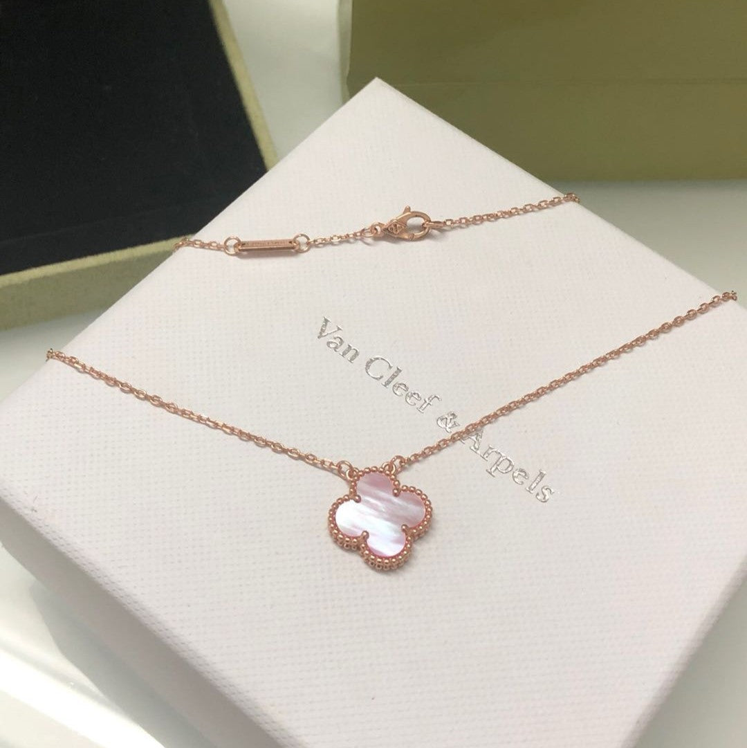 [basloveJW]CLOVER 15MM PINK MOTHER-OF-PEARL NECKLACE