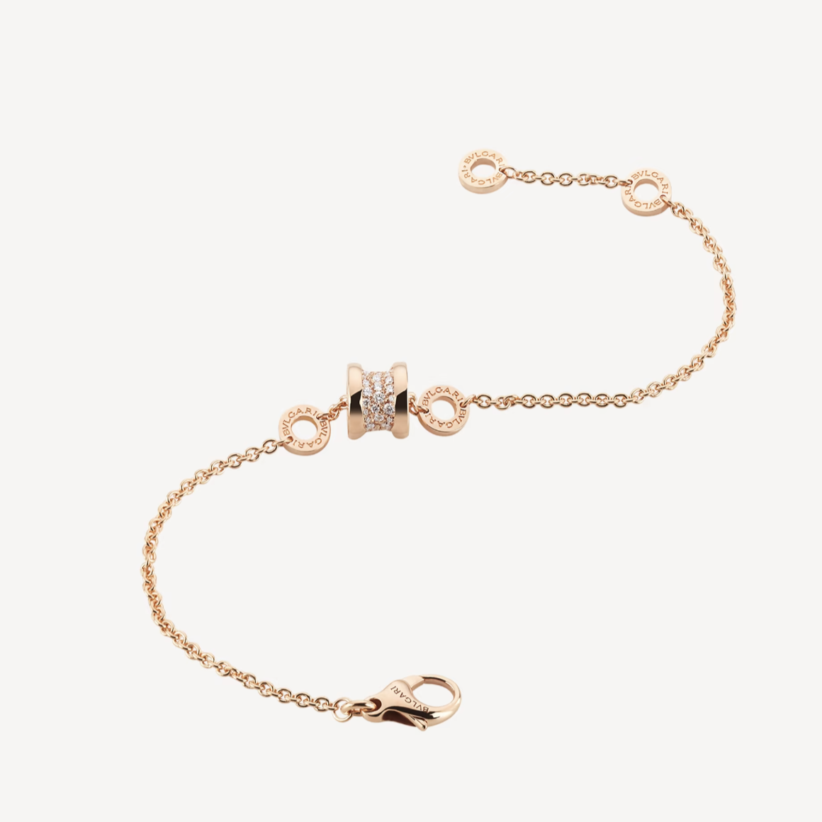 [baslovejewels]ZERO 1 SOFT PINK GOLD WITH PAVED DIAMONDS ON THE SPIRAL BRACELET