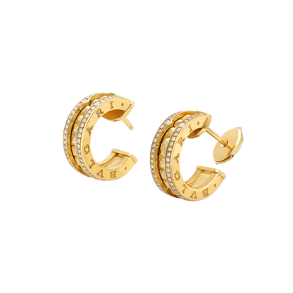 [baslovejewels]ZERO 1 ROCK GOLD EARRINGS WITH STUDDED SPIRAL AND PAVED DIAMONDS