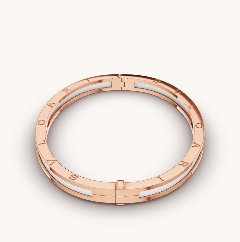 [baslovejewels]ZERO 1 PINK GOLD WITH WHITE CERAMIC BRACELET