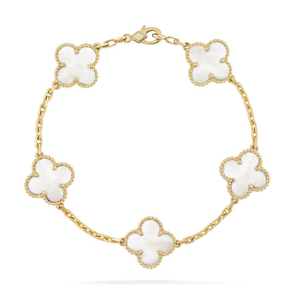 [baslovejewels]CLOVER  5 MOTIF WHITE MOP BRACELET