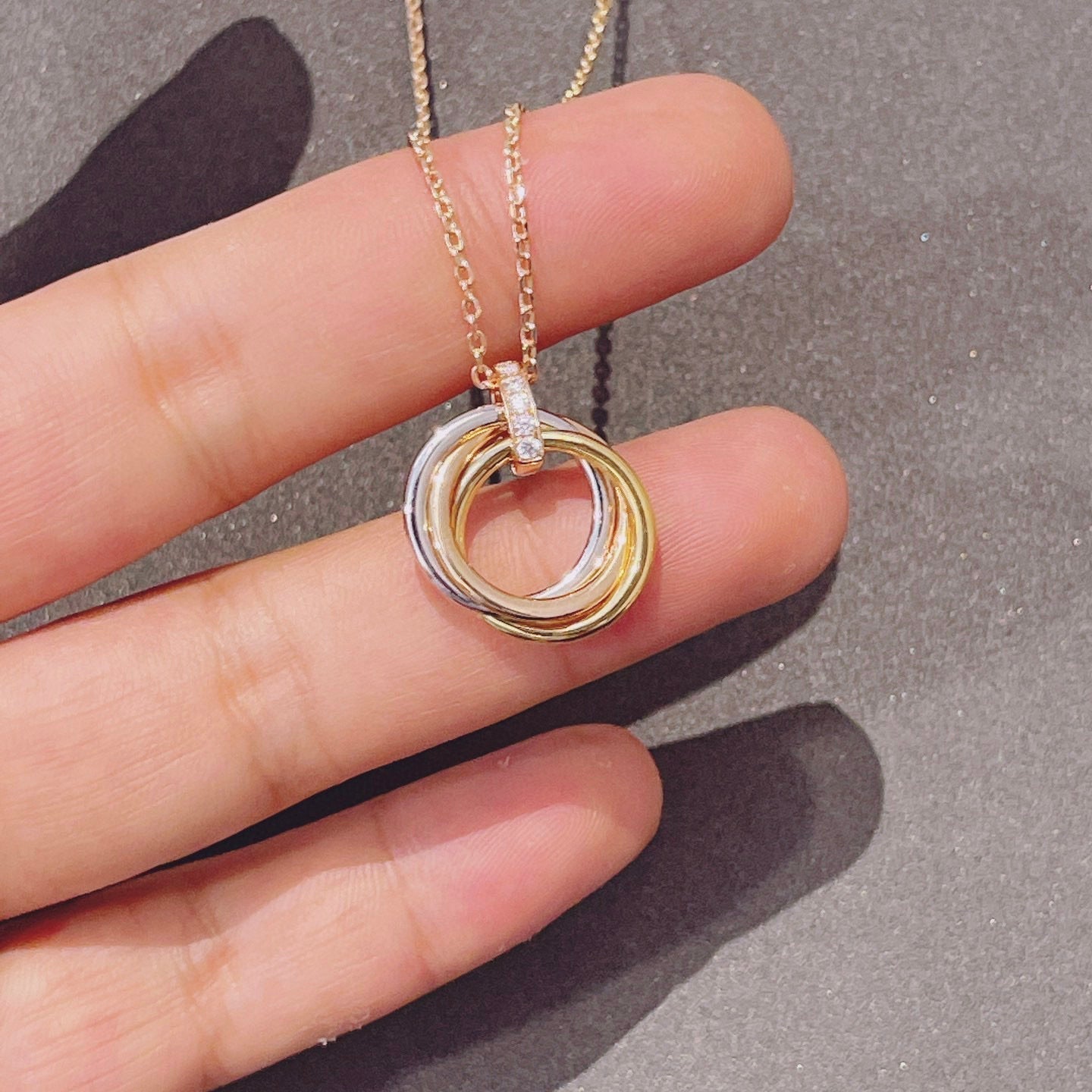 [baslovejewels]TRINITY NECKLACE GOLD  DIAMONDS