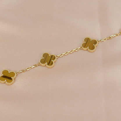 [baslovejewels]CLOVER  5 MOTIFS TIGER EYE BRACELET