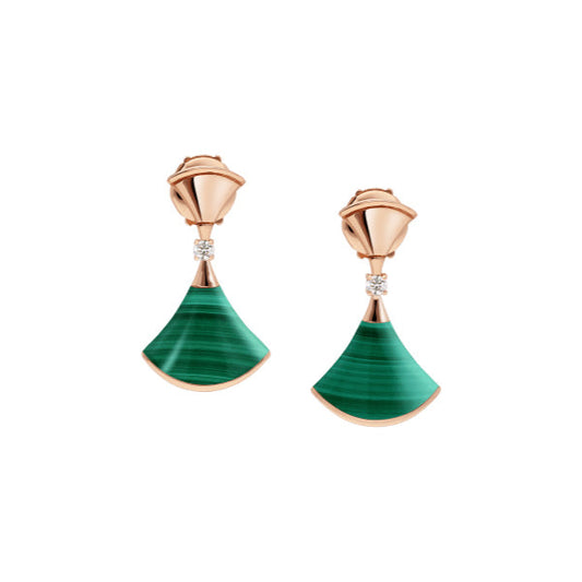 [baslovejewels]DREAM MALACHITE PINK GOLD EARRINGS