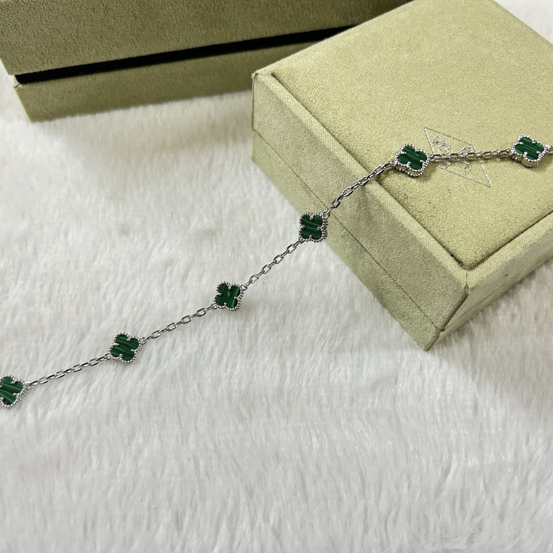 [baslovejewels]CLOVER 6 MOTIF MALACHITE BRACELET