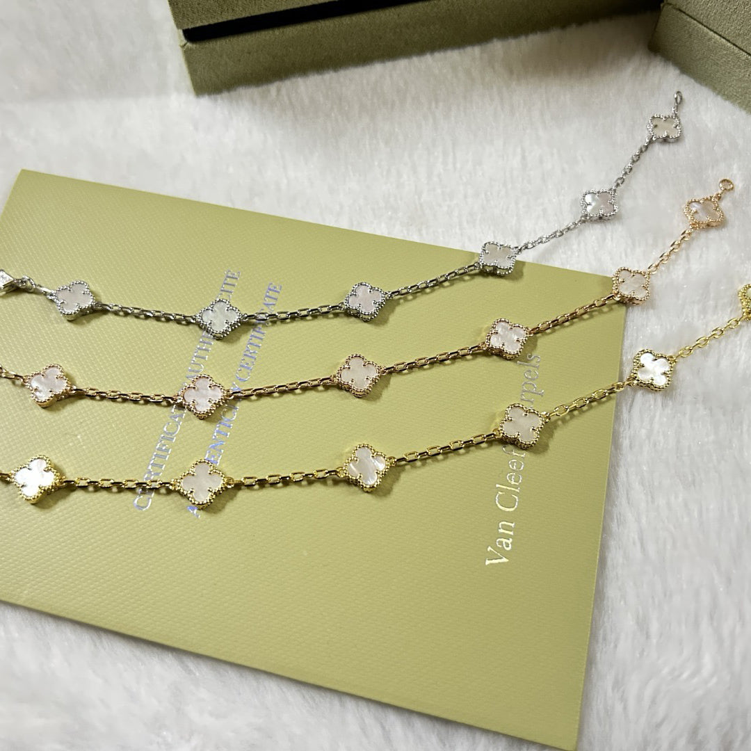 [baslovejewels]CLOVER 6 MOTIF WHITE MOP BRACELET