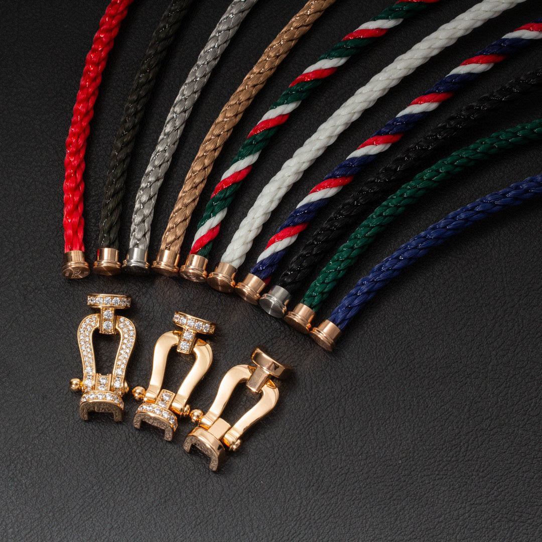 [baslovejewels]FORCE LARGE HORSESHOE HALF DIAMOND BRACELET ROSE GOLD