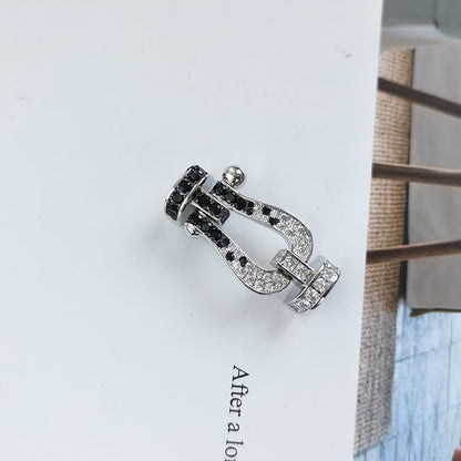 [baslovejewels]FORCE LARGE HORSESHOE BLACK WHITE DIAMOND BRACELET ROSE GOLD