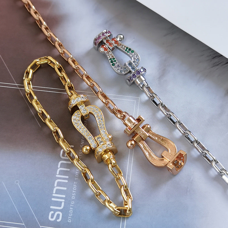 [baslovejewels]FORCE LARGE HORSESHOE CLASP  METAL BRACELET