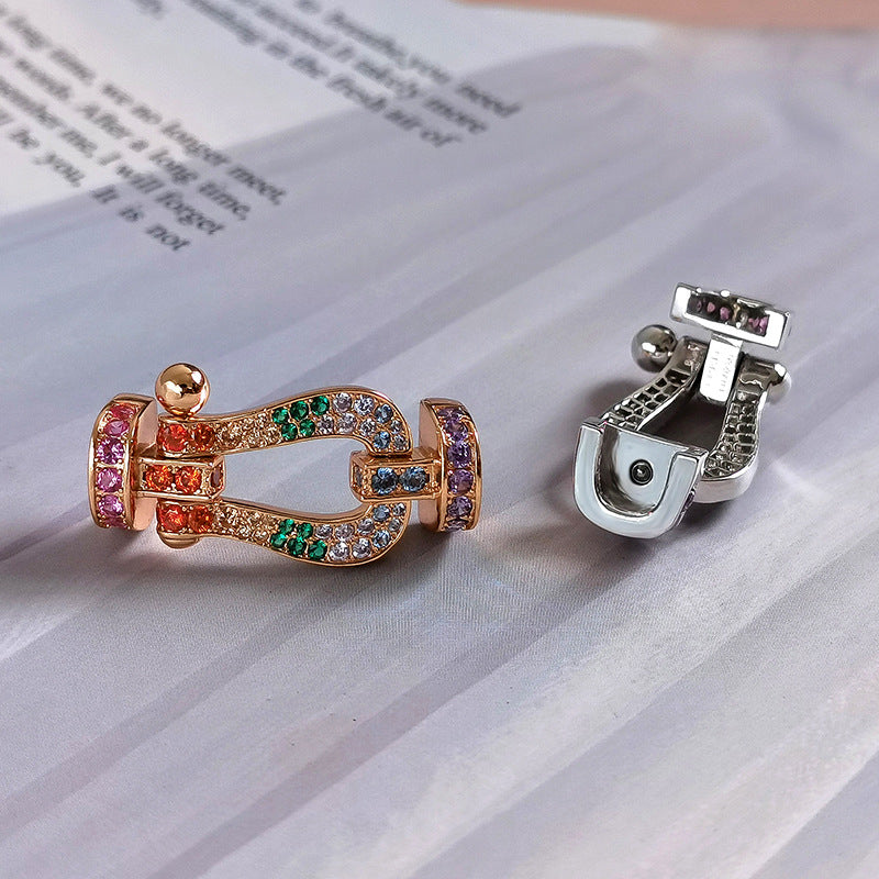 [baslovejewels]FORCE LARGE HORSESHOE  COLORED DIAMOND BRACELET ROSE GOLD