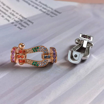 [baslovejewels]FORC LARGE HORSESHOE  COLORED DIAMOND BRACELET SILVER