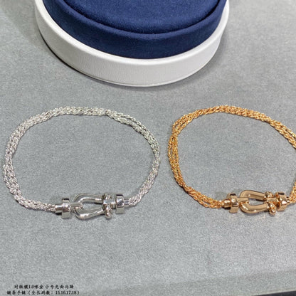 [baslovejewels]FORCE SMALL HORSESHOE  DIAMOND CHAIN ROPE BRACELET