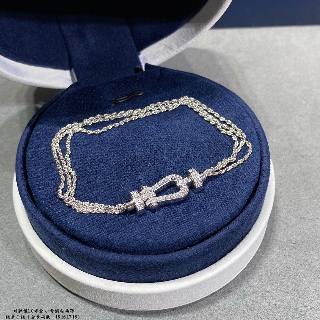 [baslovejewels]FORCE SMALL HORSESHOE  DIAMOND CHAIN ROPE BRACELET