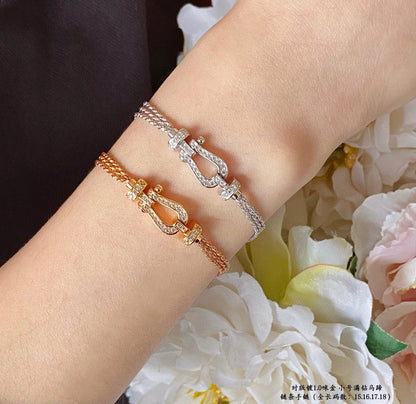 [baslovejewels]FORCE SMALL HORSESHOE  DIAMOND CHAIN ROPE BRACELET