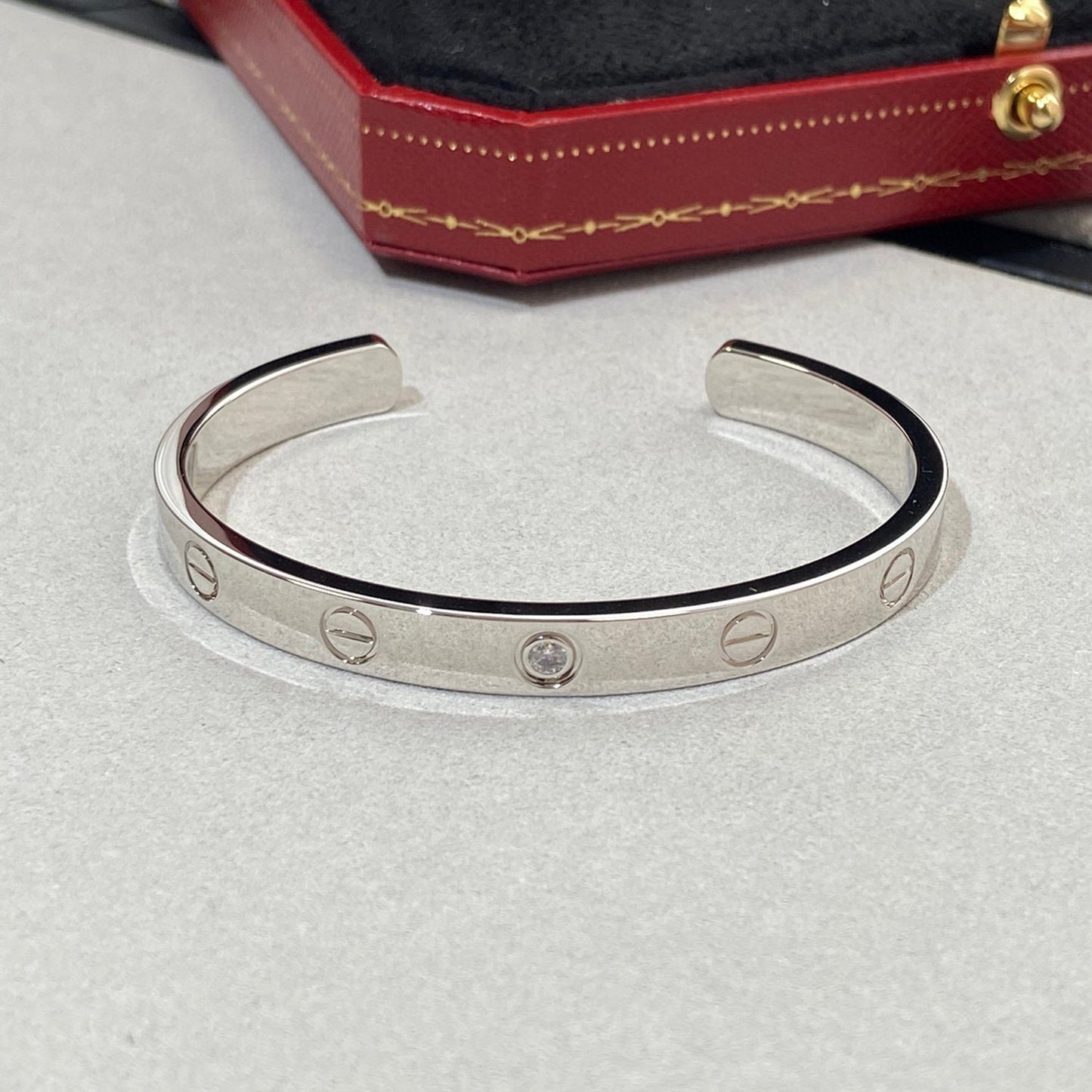 [baslovejewels]LOVE BRACELET 6.1MM 1 DIAMOND OPEN CUFF