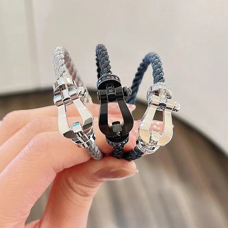 [baslovejewels]FORCE LARGE HORSESHOE FULL DIAMOND BRACELET ROSE GOLD