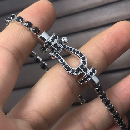 [baslovejewels]FORCE  LARGE HORSESHOE FULL DIAMOND TENNIS BRACELET