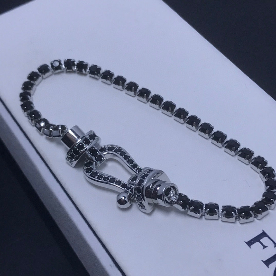 [baslovejewels]FORCE  LARGE HORSESHOE FULL DIAMOND TENNIS BRACELET