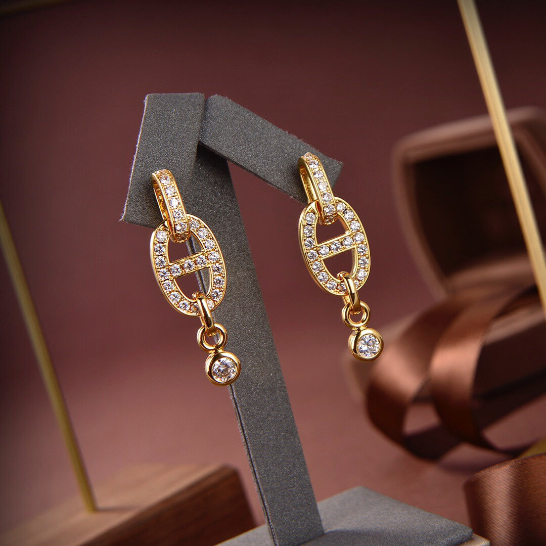 [baslovejewels]HM CHAINE DIAMOND EARRINGS