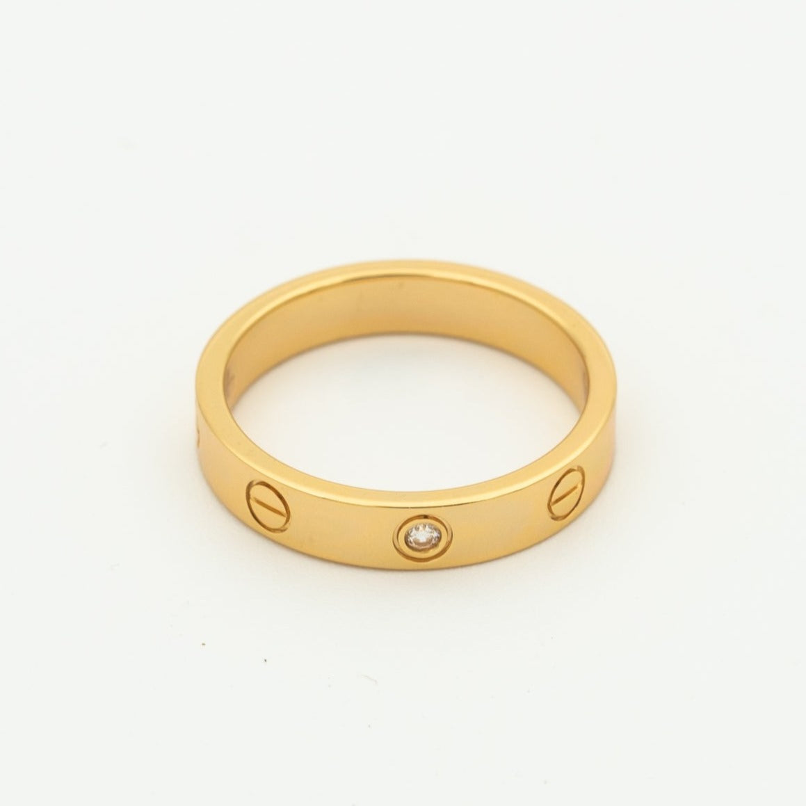 [baslovejewels]LOVE RING 4MM 1 DIAMOND PINK GOLD