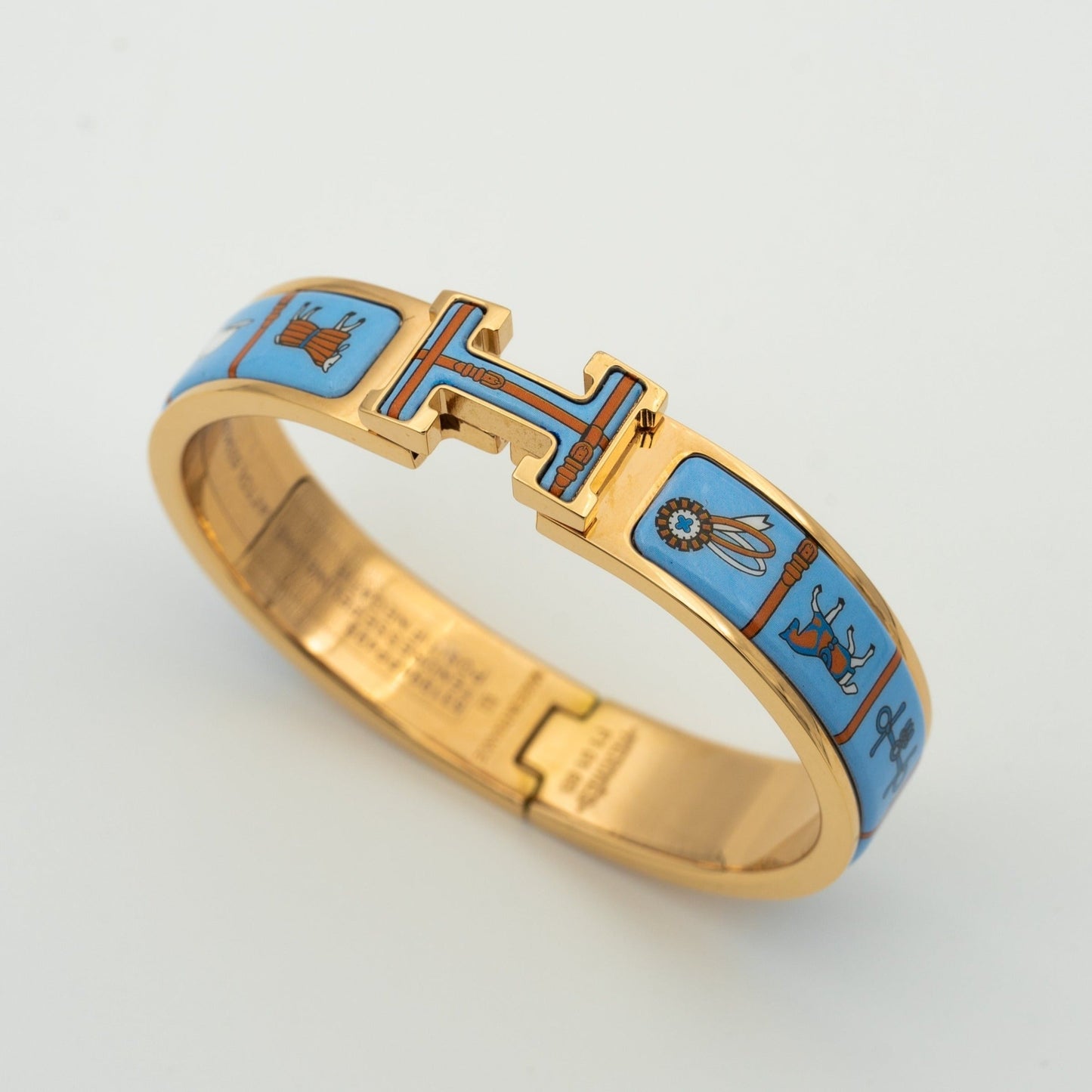 [baslovejewels]H PINK GOLD BRACELET BLUE CERAMIC