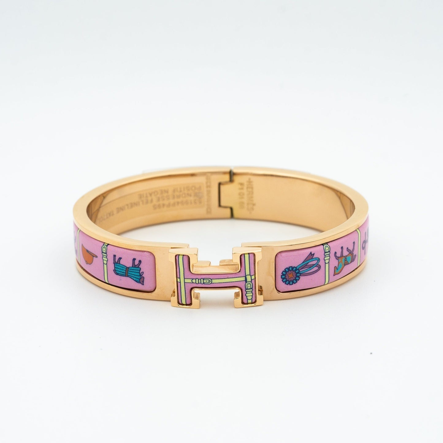 [baslovejewels]H PINK GOLD BRACELET PINK CERAMIC