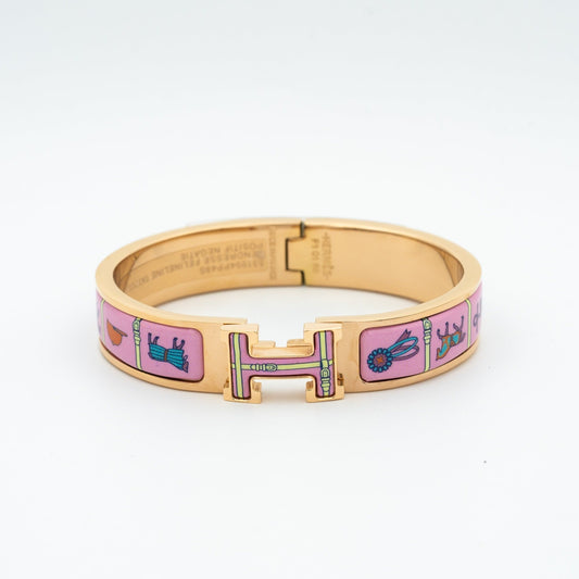 [baslovejewels]H PINK GOLD BRACELET PINK CERAMIC