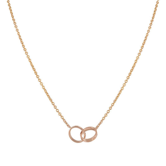[baslovejewels]LOVE NECKLACE DOUBLE RING PINK GOLD