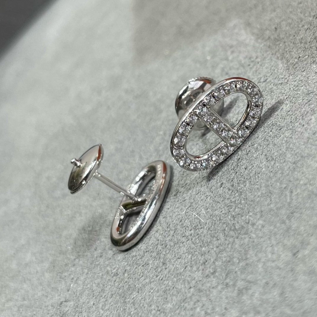 [baslovejewels]HM FULL DIAMOND PIG NOSE STUD EARRINGS