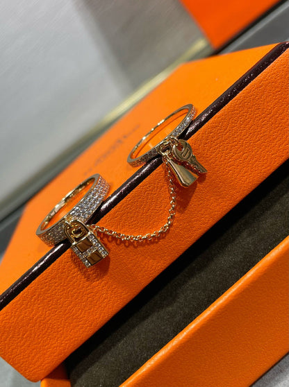 [baslovejewels]HM KELLY CLOCHETTE DOUBLE RING IN  WITH DIAMONDS