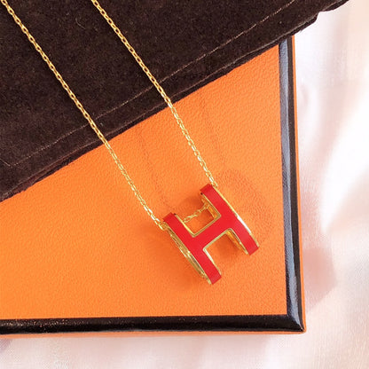 [baslovejewels]HM CLIC RED ENAMEL GOLD NECKLACE