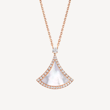 [baslovejewels]DREAM MOP DIAMOND PAVED PINK GOLD NECKLACE