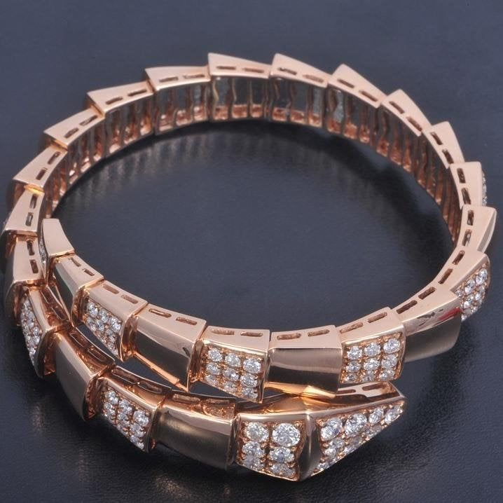 [baslovejewels]SERPENTI WIDE BRACELET PINK GOLD DIAMOND