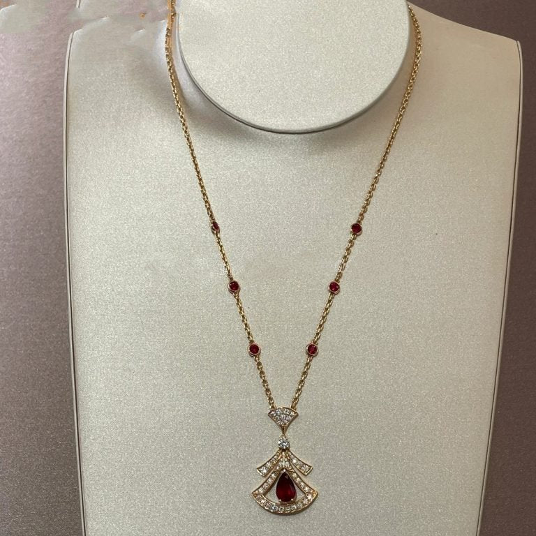 [baslovejewels]DREAM NECKLACE CARNELIAN DIAMOND PINK GOLD