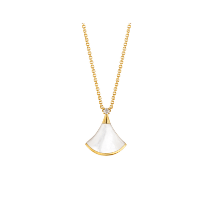[baslovejewels]DREAM NECKLACE WHITE MOP GOLD 1 DIAMOND