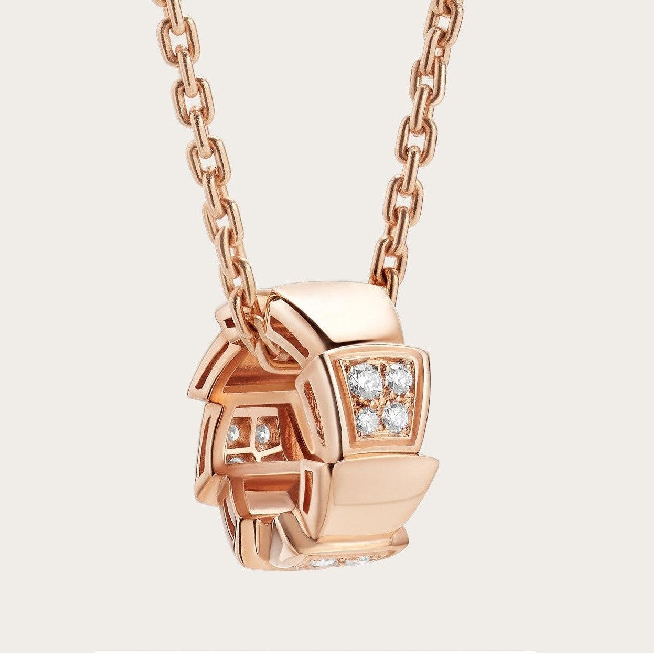 [baslovejewels]SERPENTI PEDANT DIAMOND PINK GOLD NECKLACE