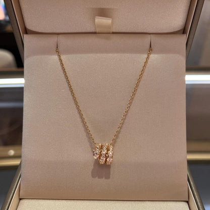 [baslovejewels]SERPENTI PINK GOLD NECKLACE DOUBLE RING DIAMOND