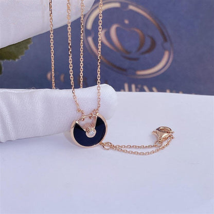 [baslovejewels]AMULETTE ROSE GOLD ONYX NECKLACE