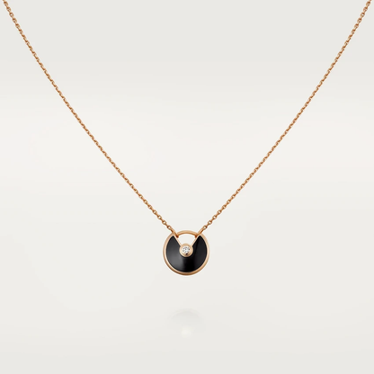 [baslovejewels]AMULETTE ROSE GOLD ONYX NECKLACE