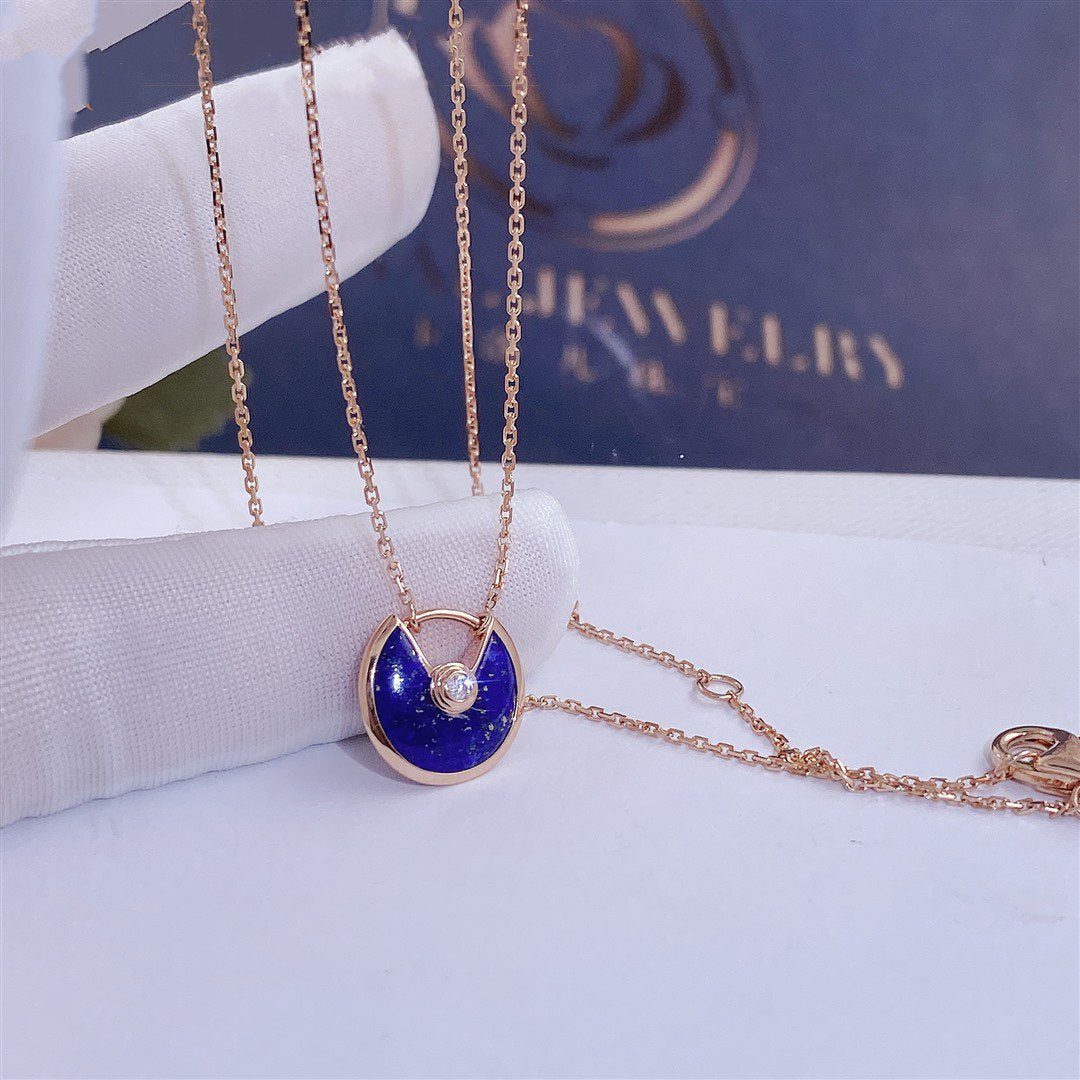 [baslovejewels]AMULETTE ROSE GOLD AGATE NECKLACE