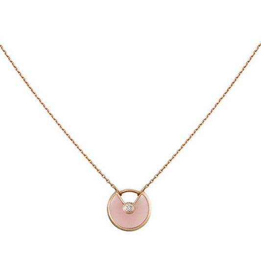[baslovejewels]AMULETTE ROSE GOLD PINK MOP NECKLACE