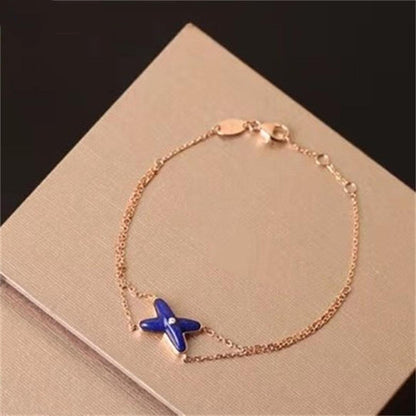 [baslovejewels]JEUX BRACELET BLUE AGATE PINK GOLD 1 DIAMOND